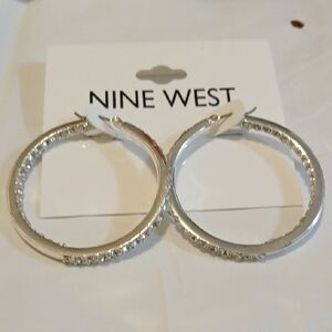 Nine West Silver Elegant Crystal Earrings